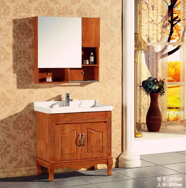 新款蒙娜丽莎欧式橡木落地浴室柜卫生间洗脸盆PVC吊柜实木组合