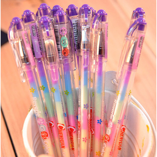 H226韩国款文具 6色合一水彩笔水粉笔DIY手工相册涂鸦笔