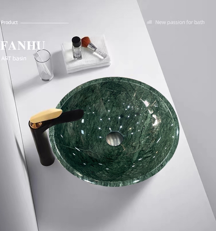 印度绿大花绿丹东绿香格里拉翡翠绿创意艺术洗手盆家用浴室圆盆