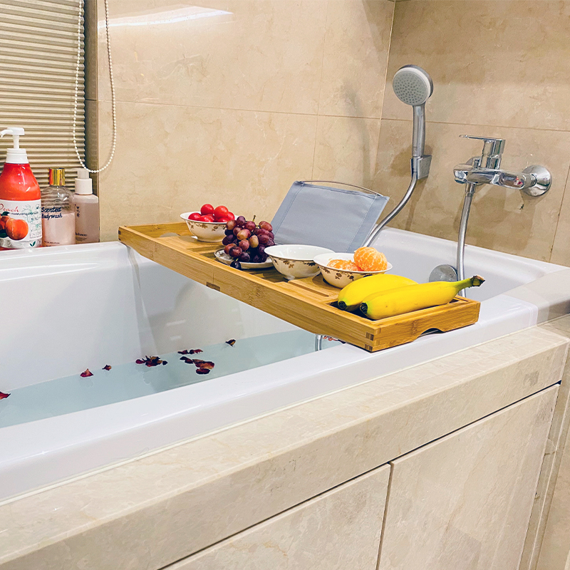 木桶竹泡澡浴带浴桶浴缸镜子缸手机置物板托盘支架放置物架平板架