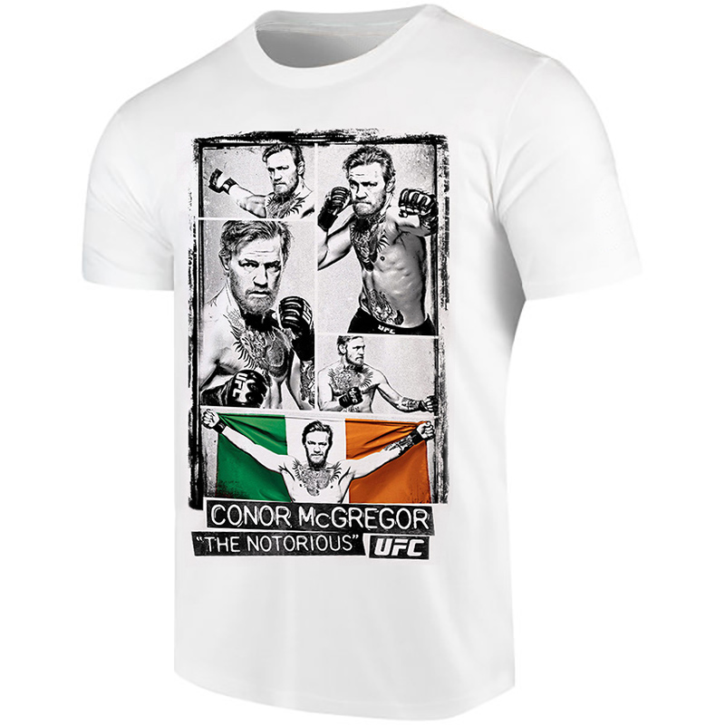 MMA综合格斗UFC自由搏击短袖康纳-麦格雷戈(嘴炮)男士白色纯棉T恤