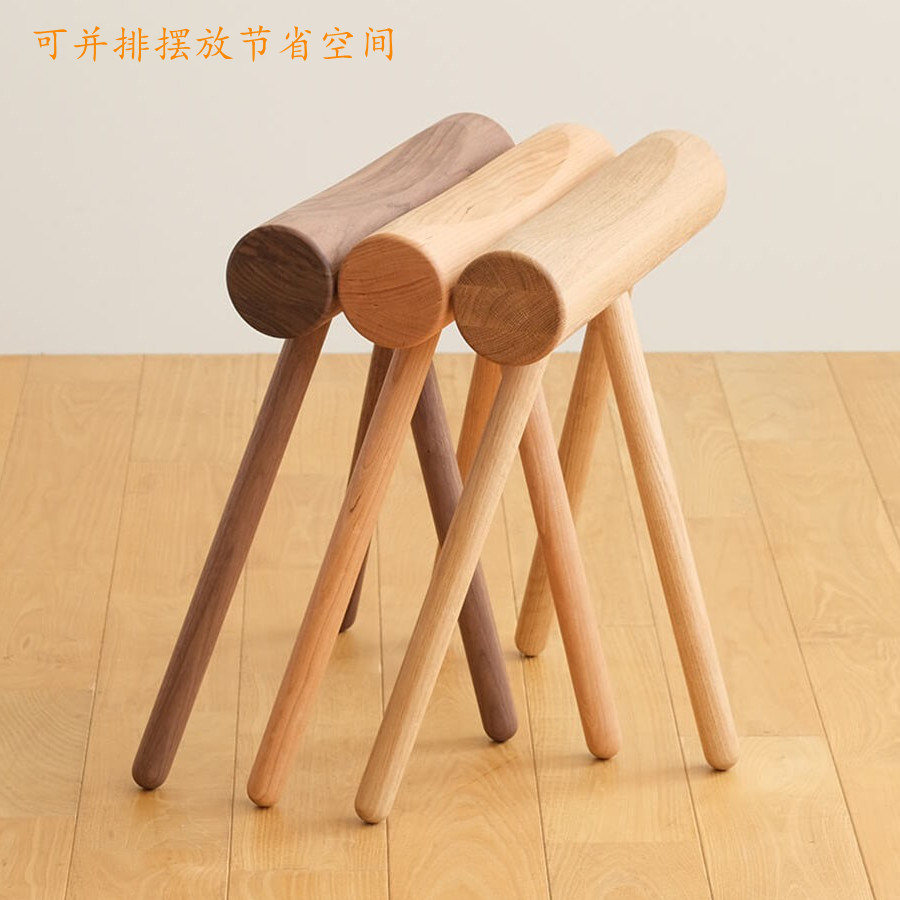 日式纯实木换鞋凳可折叠长条凳家用门口小凳子创意个性橡木梳妆凳
