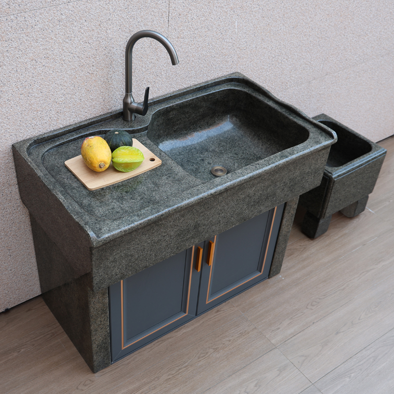 天然大理石洗衣池带搓板家用户外石材洗菜盆一体庭院水槽台盆室外