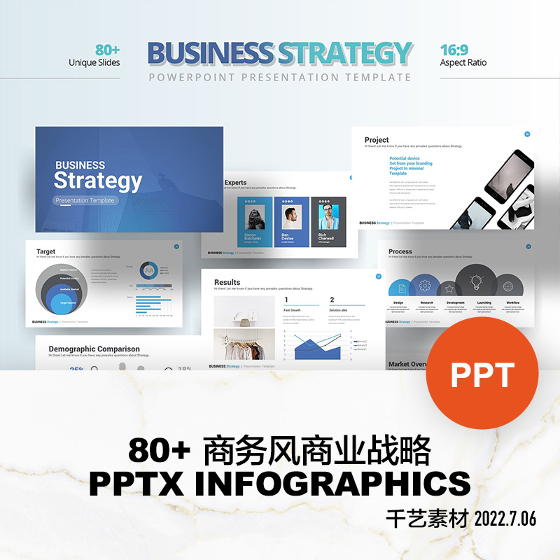 蓝色商务风高级感商业战略学术汇报极简高端keynote素材PPT模板