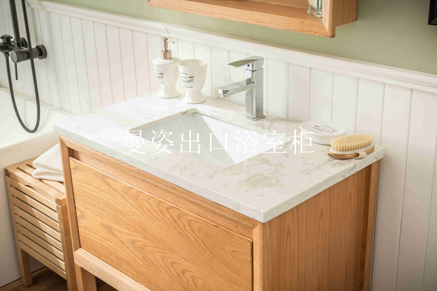 卫浴浴室柜出口美式橡木北欧洗手池洗脸盆柜小户型陶瓷浴室柜组合