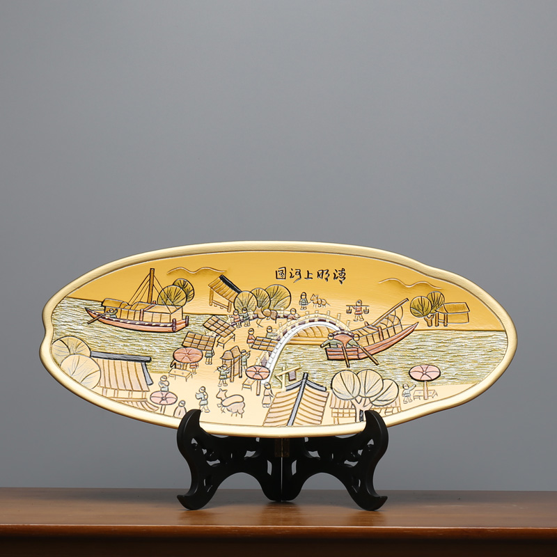 新中式陶瓷盘子摆件博古架客厅玄关书柜隔层断展示家庭招财工艺品