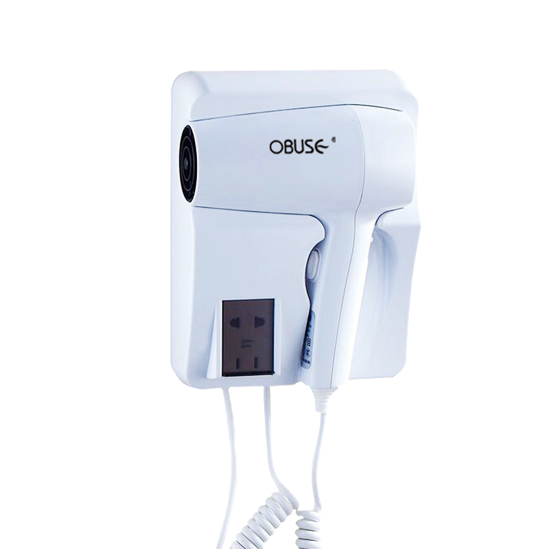 OBUSE 酒店商用大功率干发器 吹风机挂壁浴室卫生间吹风筒带插座