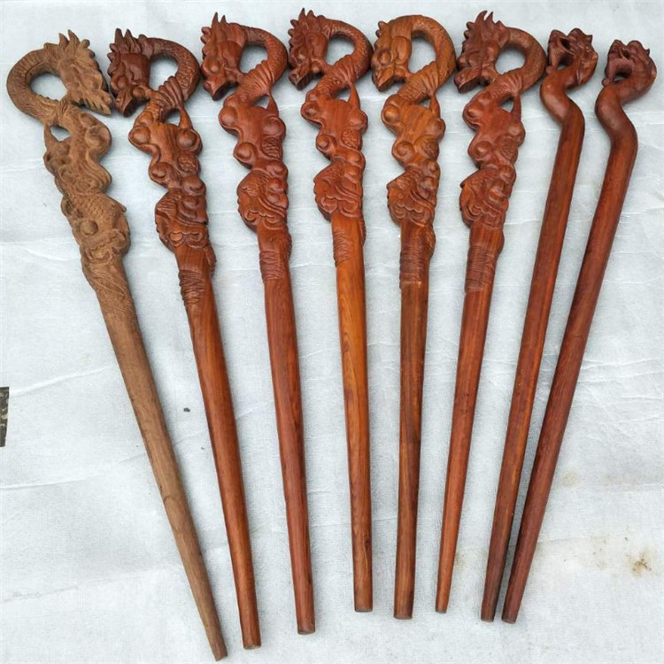 缅甸花梨木龙头拐杖 大果紫檀助行棍 实用红木登山手杖老人盘龙杖