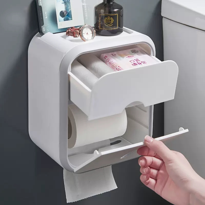 卫生间纸巾盒壁挂式防水厕纸盒免打孔抽纸盒厕所卫生纸卷纸置物架