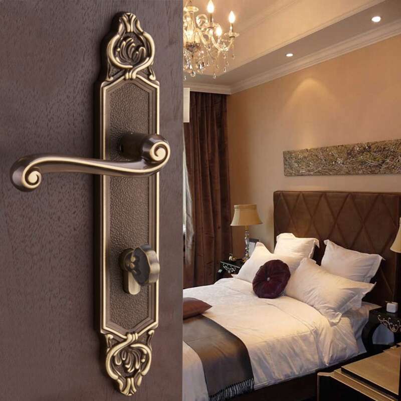 老铜匠全铜门锁 房门锁家用通用型卧室内门锁具三件套静音 大号