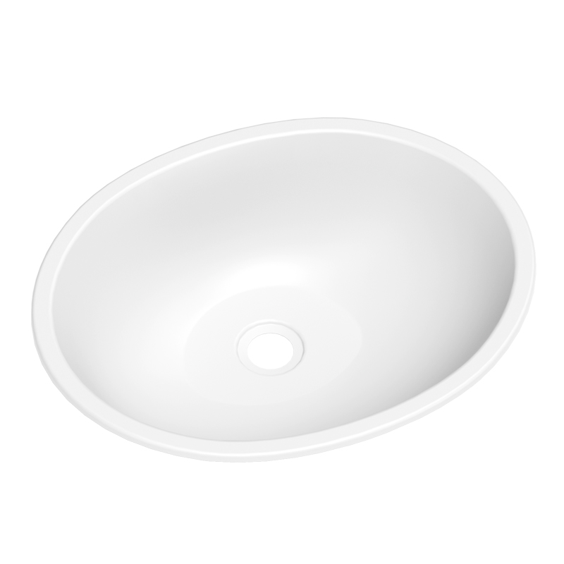 304不锈钢台下盆半嵌入式椭圆形加厚面盆洗脸盆卫生间白色洗手池
