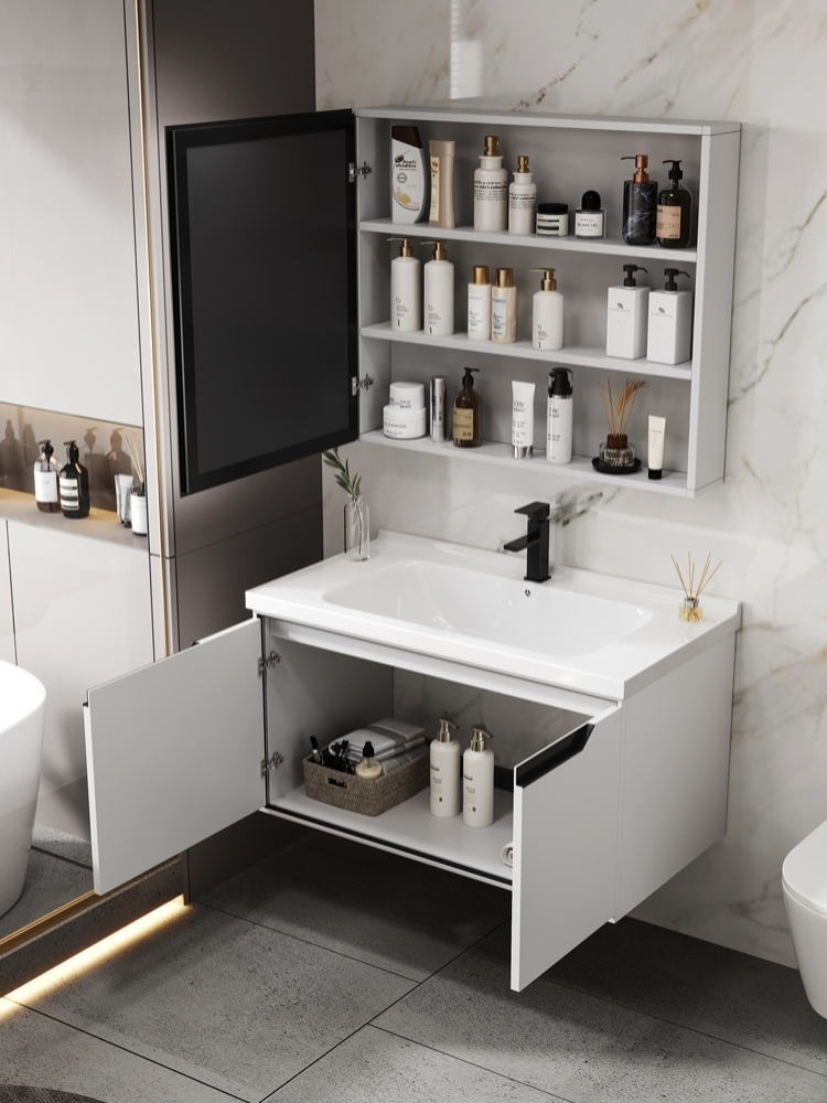 简约太空铝浴室盆柜组合小户型卫生间洗脸盆洗手池洗漱台面盆