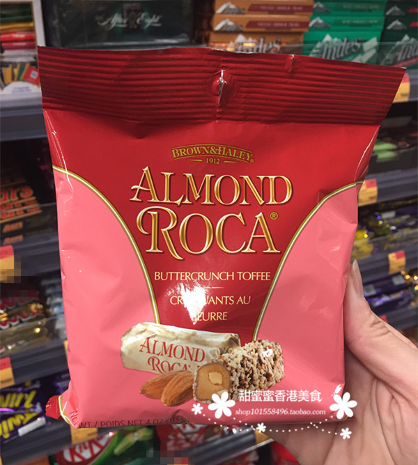 香港代购  美国进口ROCA乐家巧克力原味杏仁糖袋裝好吃零食113g