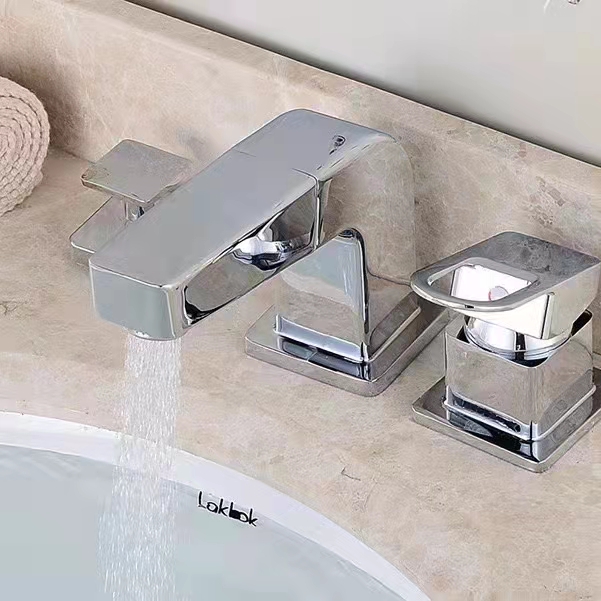 浴室柜45度角抽拉水龙头洗手盆多孔入墙套装组合三件套开关下水器