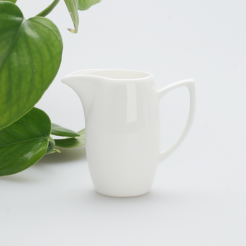 索菲特奶缸 唐山骨瓷纯白色透明骨质瓷陶瓷咖啡具配套奶杯100ml