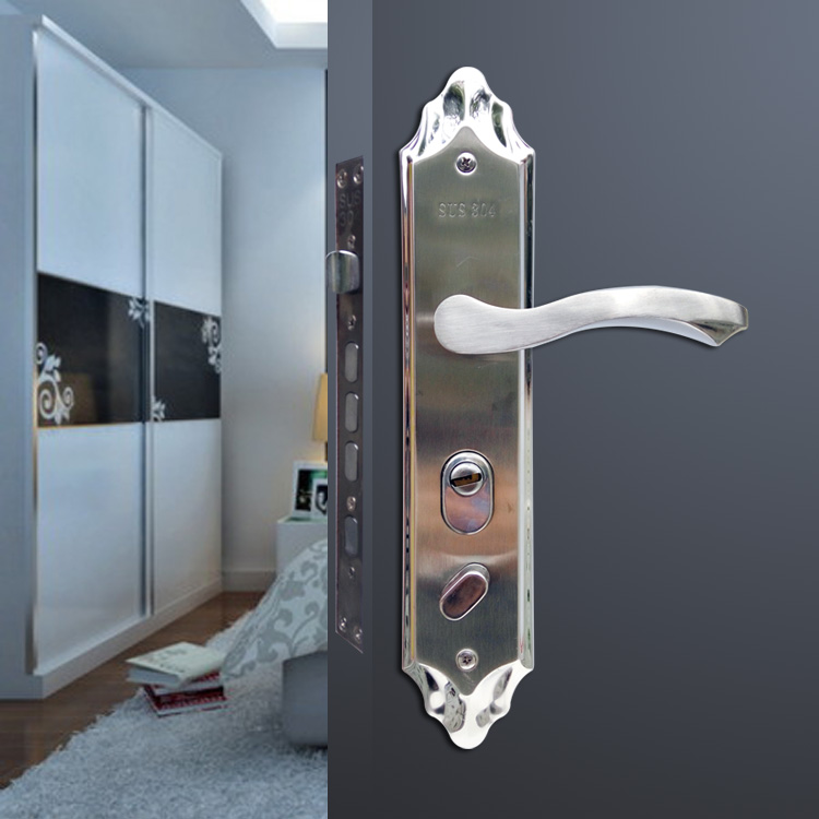 防盗门锁SUS304不锈钢大门门锁面板把手执手门锁锁体防盗大门锁芯