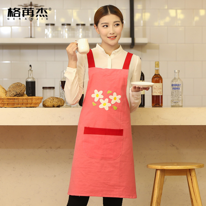 格苒杰韩版餐厅时尚厨房可爱幼儿园美甲母婴店员工作服家居女围裙