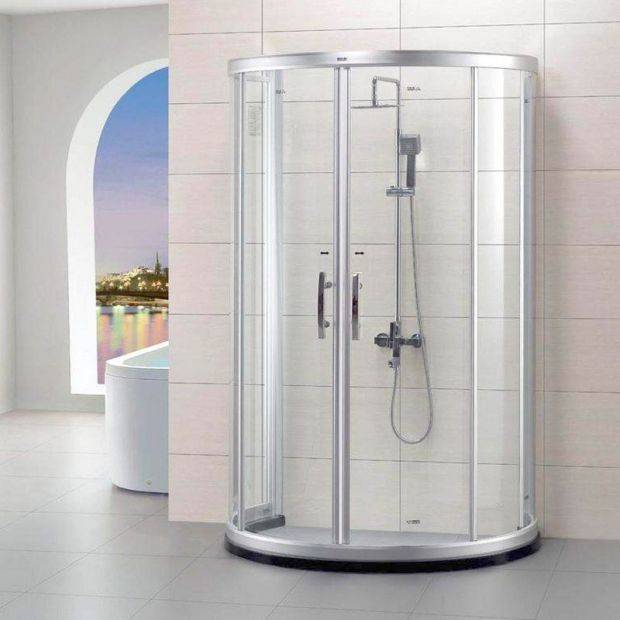 厂家订制整体淋浴房不锈钢弧扇形钢化玻璃浴室厂家定制简易淋浴房