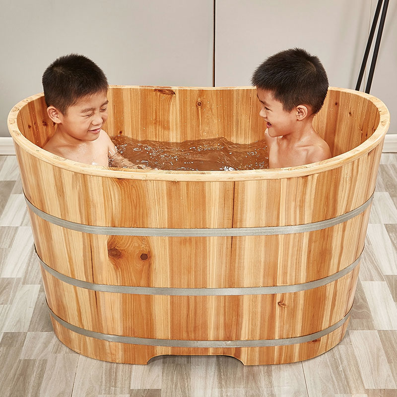 新品儿童泡澡桶木桶大号家用小孩浴桶浴缸实木宝宝婴儿洗澡盆圆形