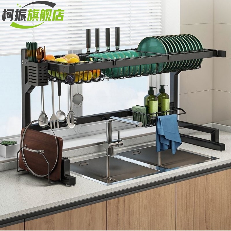 推荐厨房碗筷刀具一体收纳架水槽置物架沥水架台面碗盘多功能洗碗