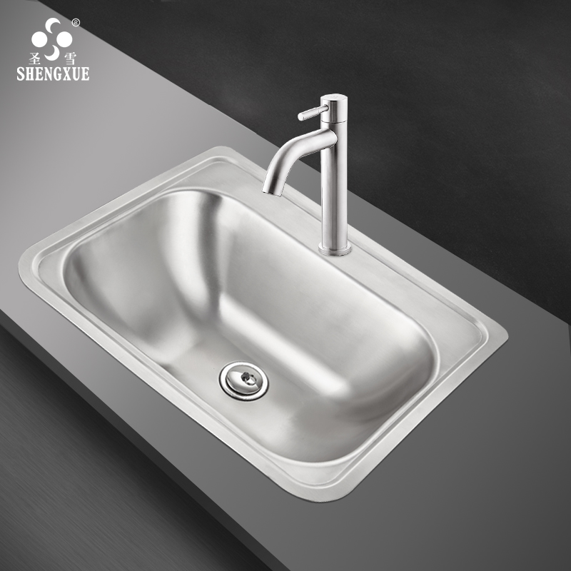推荐304不锈钢方形台下盆一体半嵌入式洗手盆卫生间面盆洗漱台洗