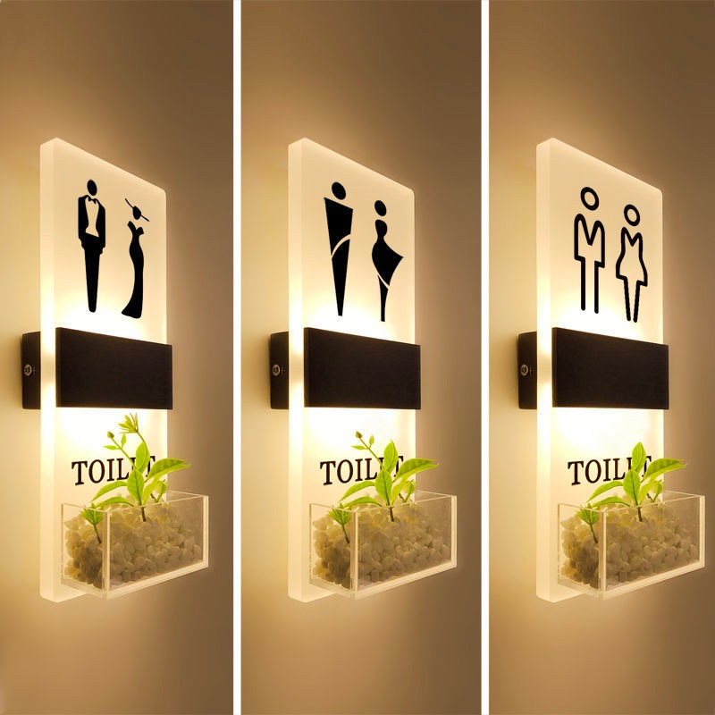 高档卫生间发光门牌定制洗手间LOGO标识男女厕所标示牌带灯WC提示