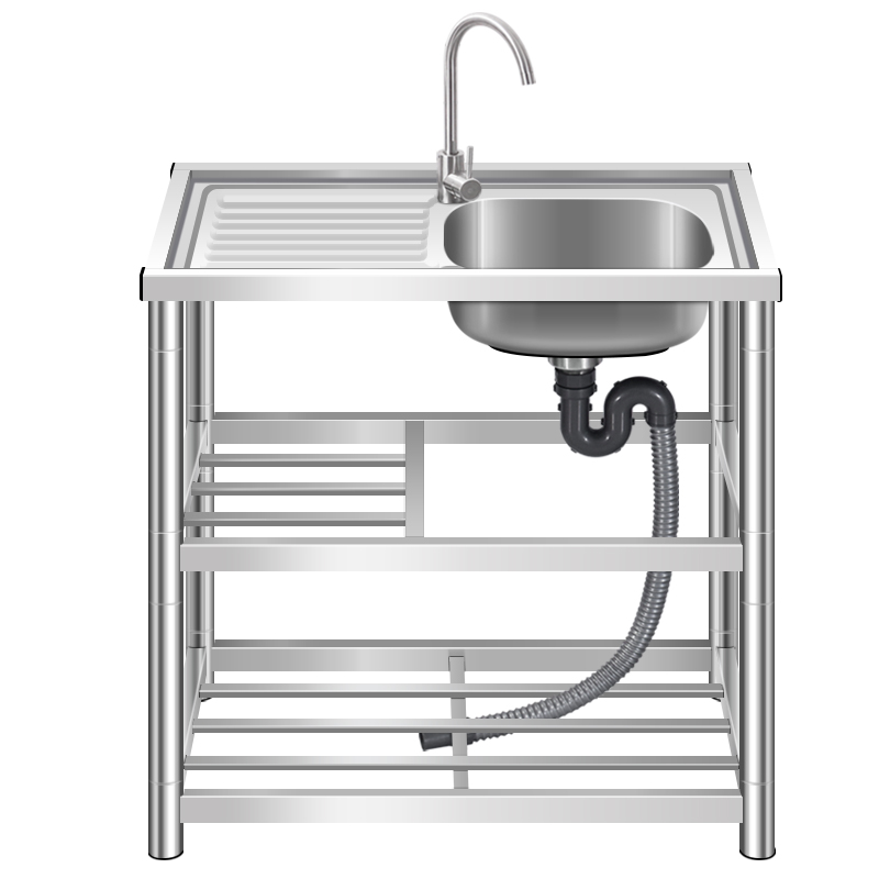 推荐不锈钢水槽单槽 厨房洗碗池洗菜盆简易套餐 落地家用一体带置