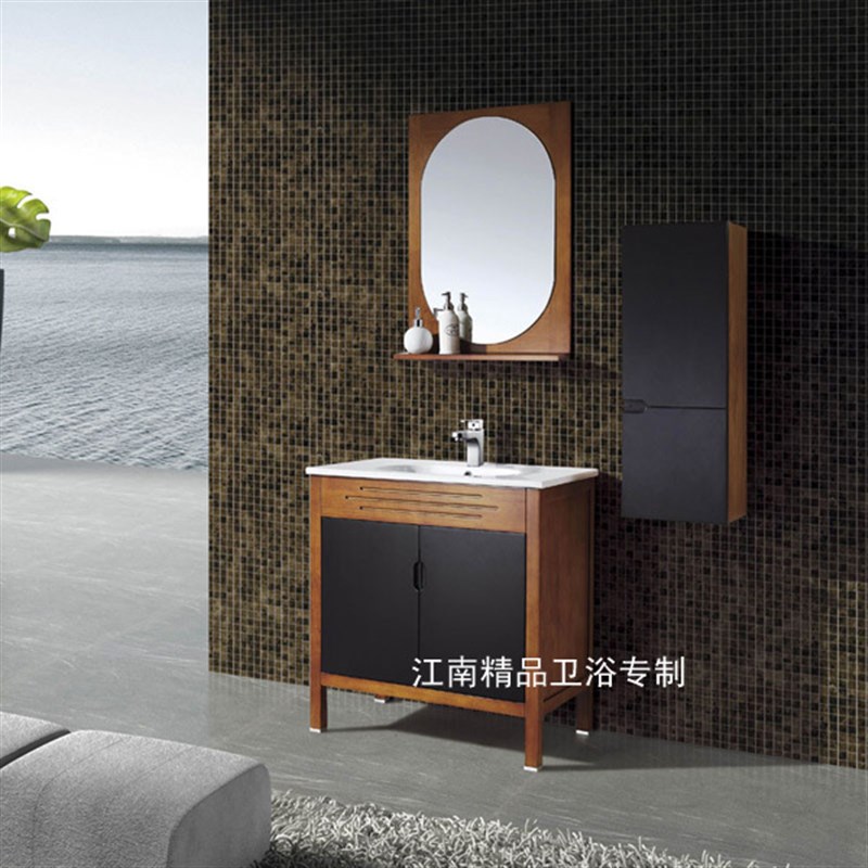 极速欧式美式橡木浴室柜组合实木浴柜洗脸盆柜洗手盆柜洗漱台XM80