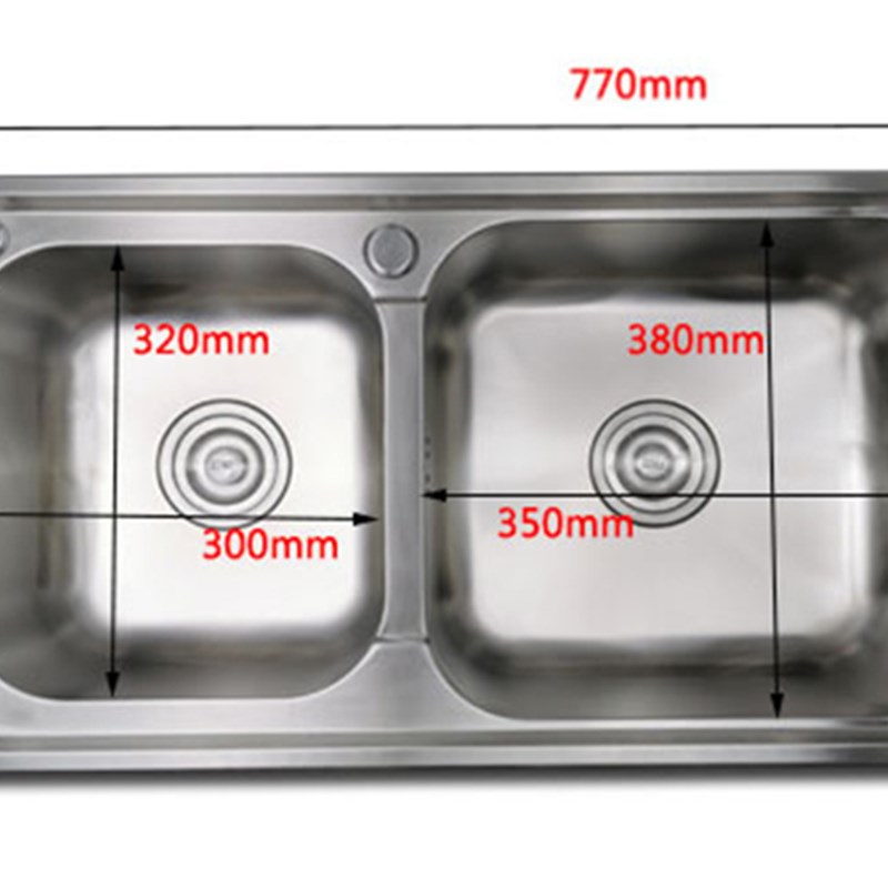 推荐水槽 加厚 加深 左小右大厨房304不锈钢双槽洗菜盆 家用反向