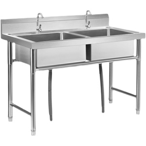 不锈钢水槽单双三槽带支架子厨房洗菜盆洗L碗池食堂洗手盆水池家