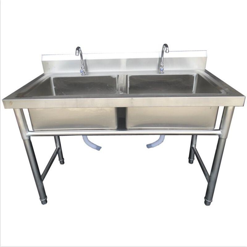 推荐不单钢水槽带支架双水槽厨房 碗池洗菜盆洗手双水V池大锈槽洗