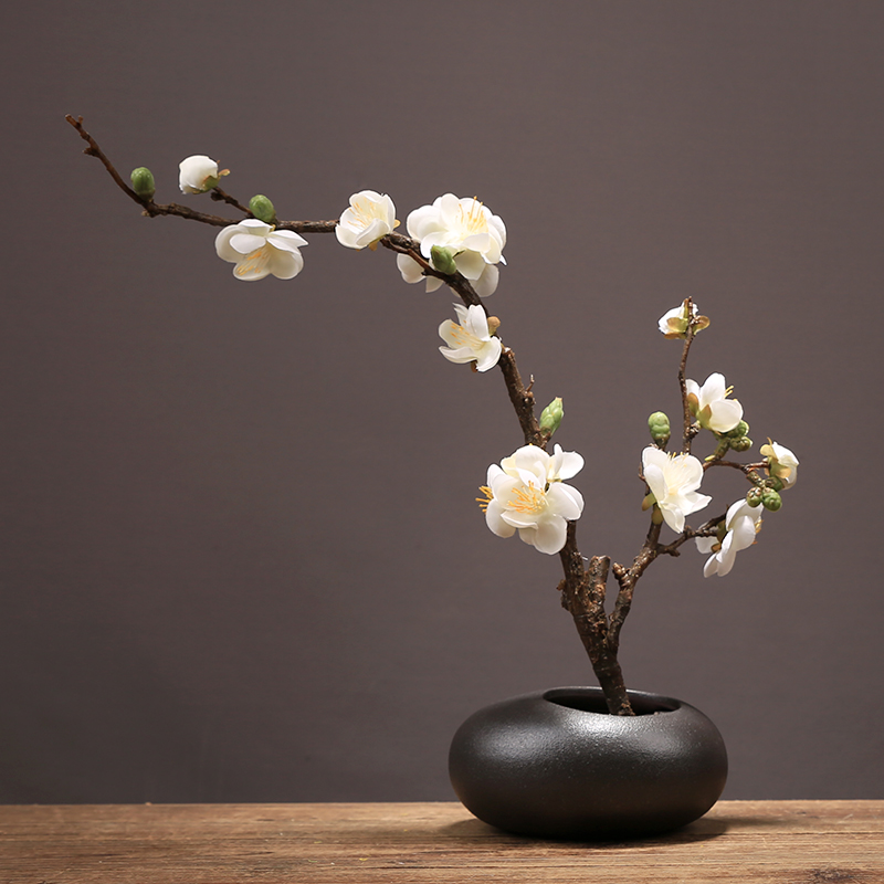 中式创意陶瓷花瓶摆件客厅餐桌插花家居软装饰品禅意梅花套装简约
