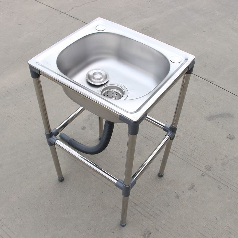新品厨房加厚不锈钢洗菜盆单槽带支架洗涤槽洗碗池水槽大单盆带架