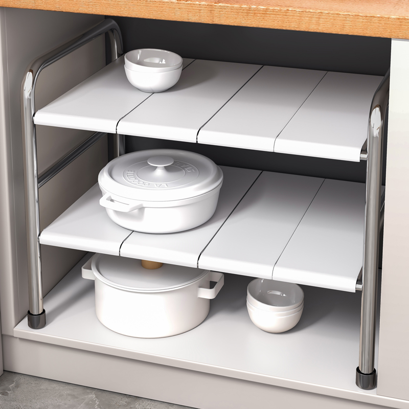 新品厨房可伸缩下水槽置物架整体橱柜内分层架?具车储物多功能锅