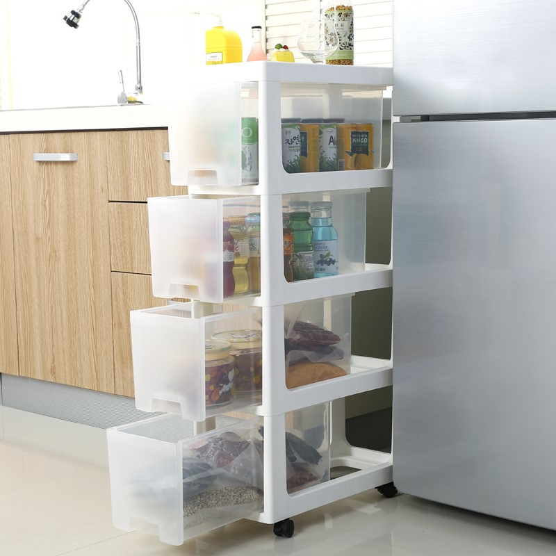 推荐20CM宽夹缝收纳柜厨卫塑料缝隙窄柜移动储物整理柜抽屉式收纳