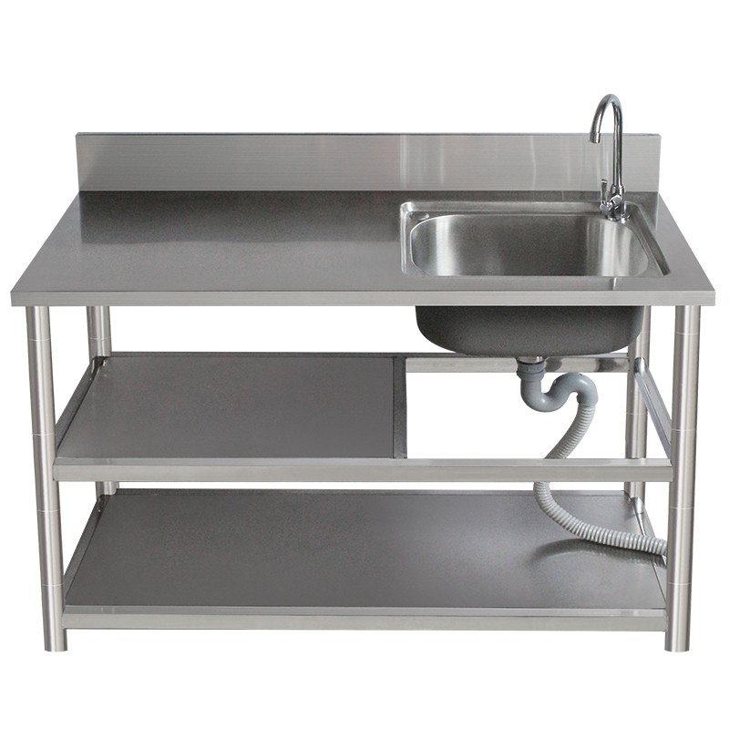 加厚厨房304不锈钢水槽单槽洗碗水池出租房洗菜盆带支架平台一体