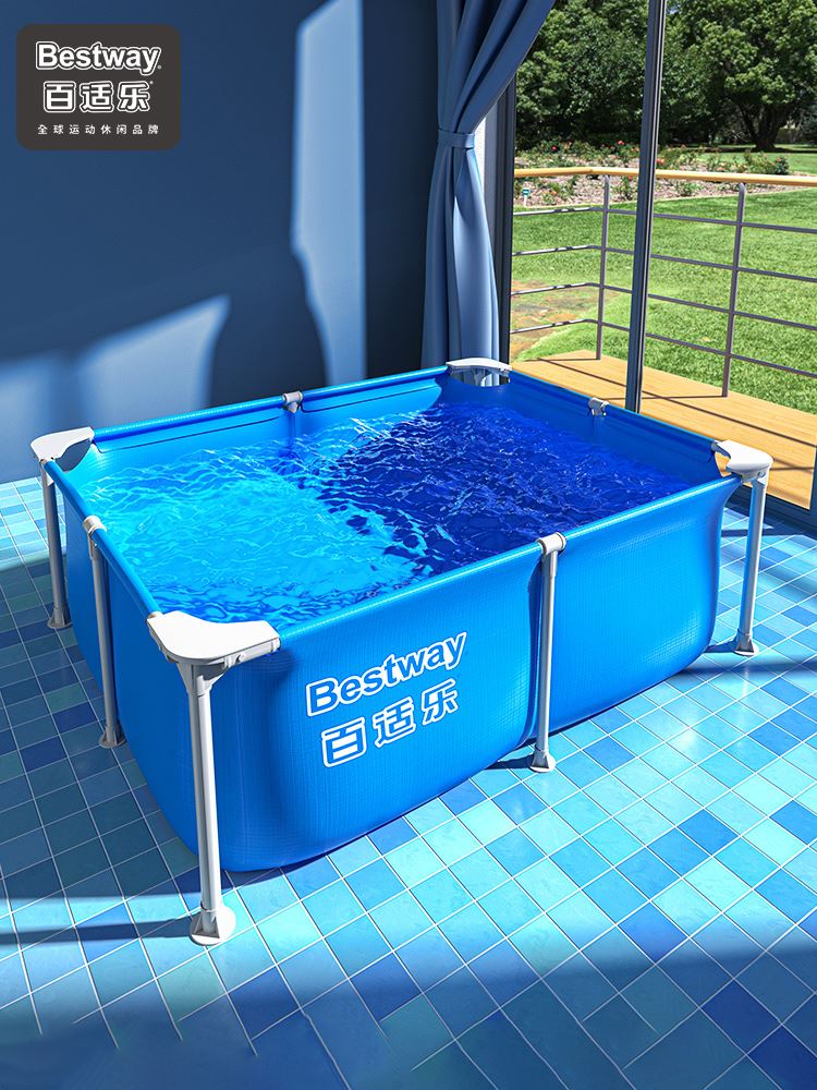 速发游泳池家用室外加厚儿童泳池可摺叠鱼池户外支架浴缸免充气戏