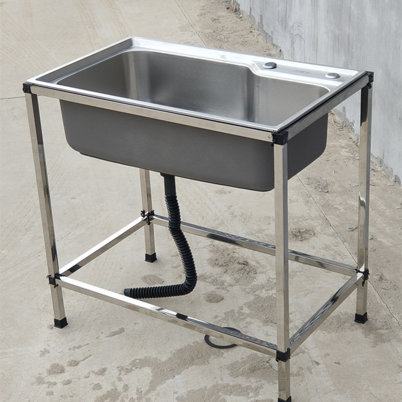 速发厨房洗菜柜不锈钢水槽立式洗碗池洗菜池一体柜单槽带支架盆洗
