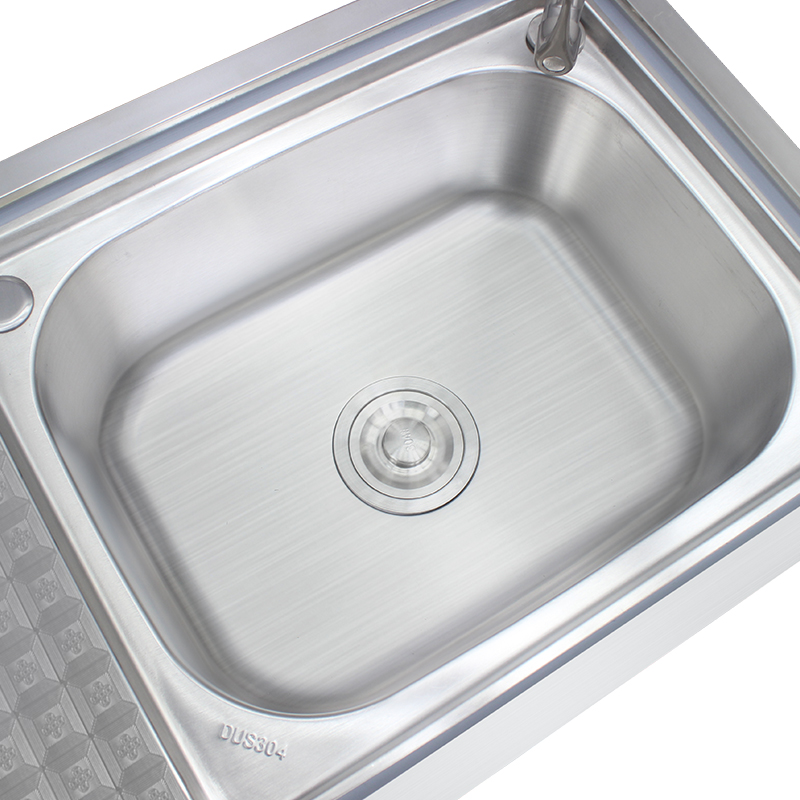 推荐简易不锈钢水槽带支架洗菜盆台面一体单槽家用洗碗池双槽洗手