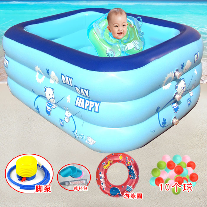宝宝游泳池家用浴缸儿童婴儿保温塑料充气方形L新生儿3-12个月小