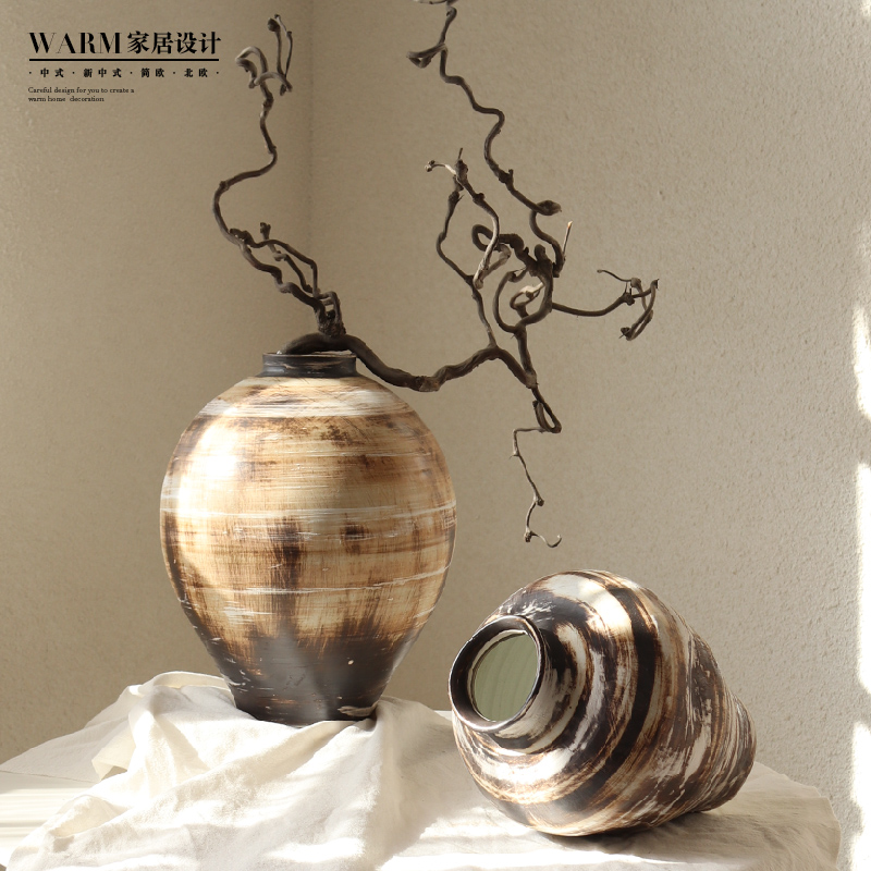 花瓶高级感诧寂风摆n件客厅插花陶瓷小众复古创意设计感现代简约