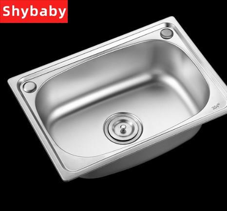 速发不锈钢水槽小单水槽厨房简易洗菜盆洗碗池洗手盆水池单水槽挂