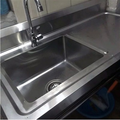 厨房不锈钢水槽一体集成台面盆加长洗手单池一体托架W工作台带平