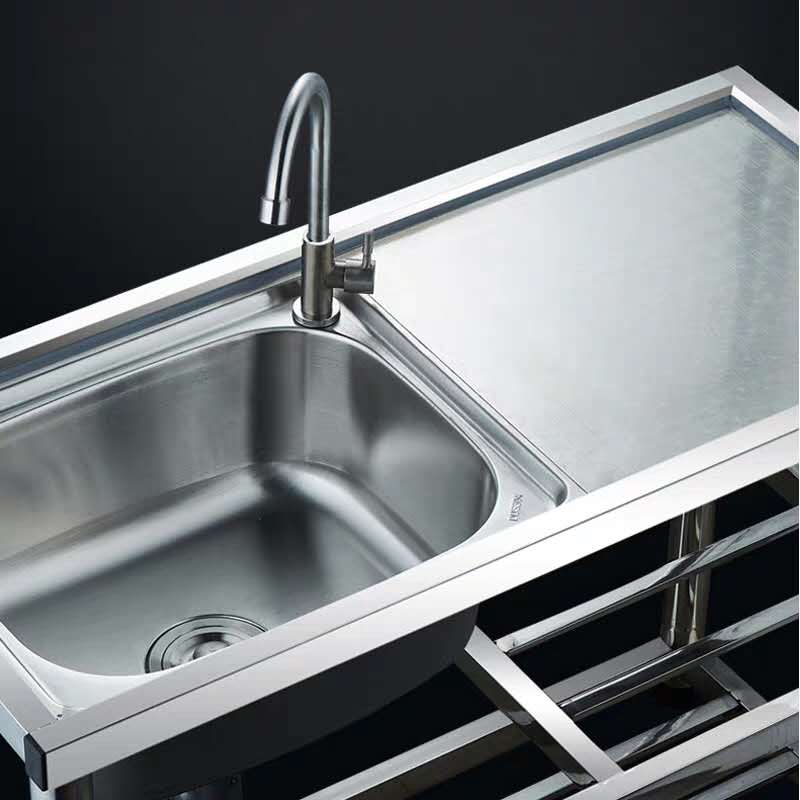 现货速发厨房水槽 304不锈钢单槽洗菜盆双槽家用简易一体水槽带支