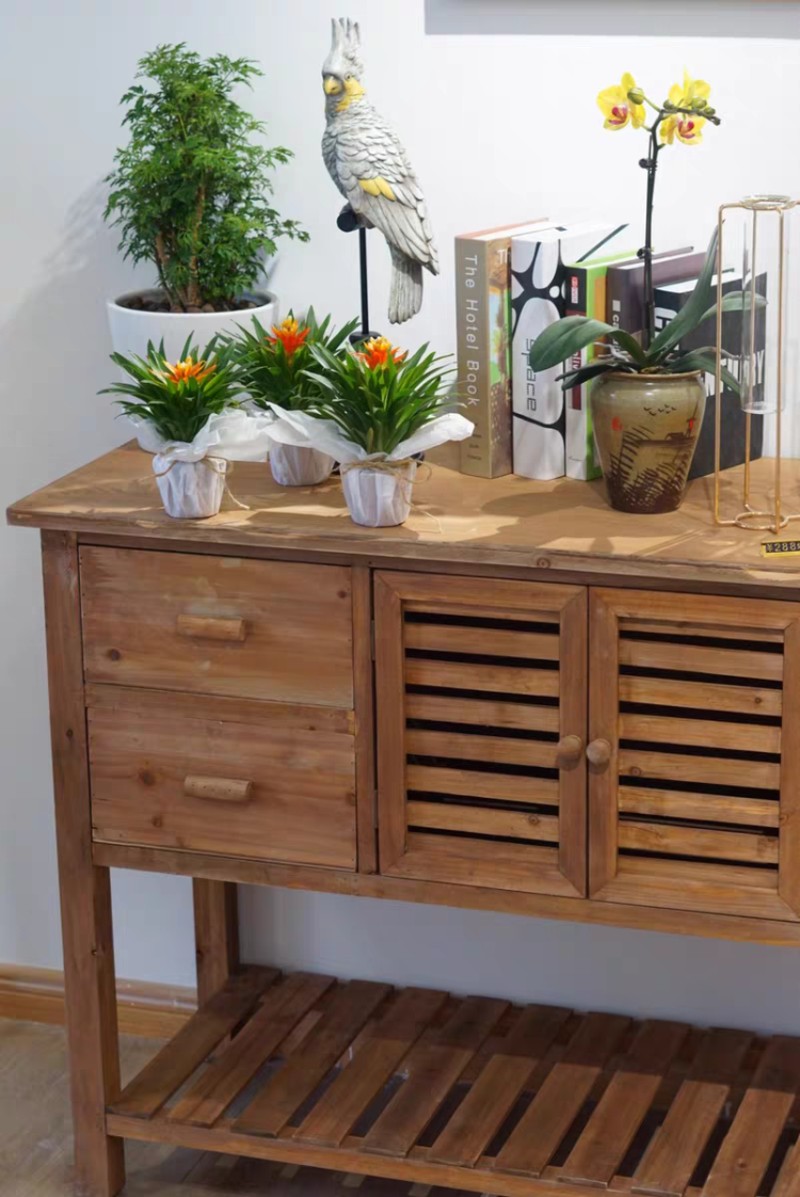 新品花园花店实木复古做旧杂货桌抽屉柜储物多层餐边柜玄关桌咖啡