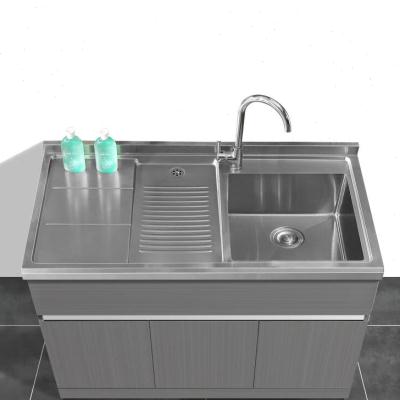 极速不锈钢水槽柜阳台柜洗衣洗碗池洗手盆柜落地式浴室柜单双水槽