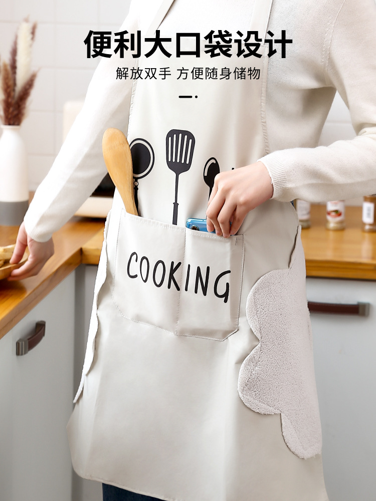 新款围裙厨房家用做饭可擦手防水防油罩衣围衣耐脏餐饮围腰工作服