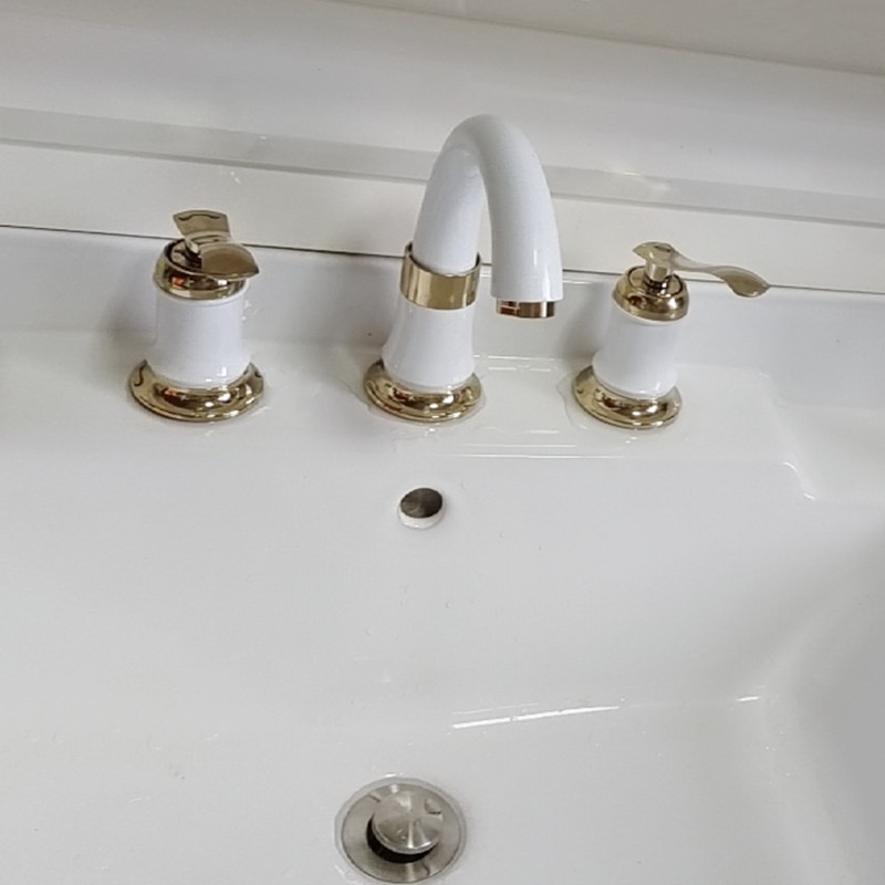 浴室柜欧式三孔面盆水龙头三件套洗脸盆洗手盆冷热四孔分体式开关