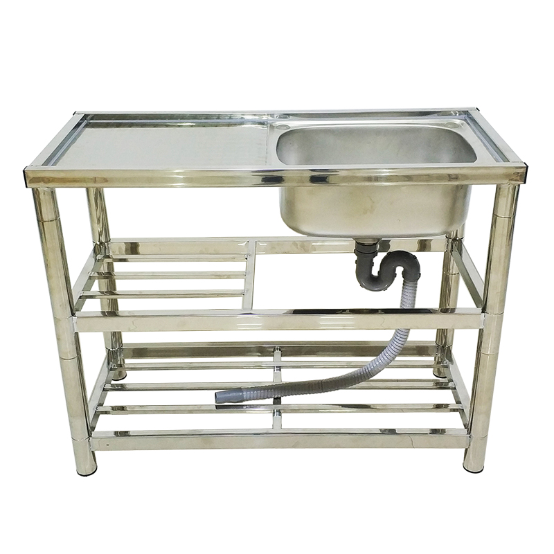 简易洗菜盆带架子不锈钢水槽单槽出租房阳台加厚洗手碗池落地置物