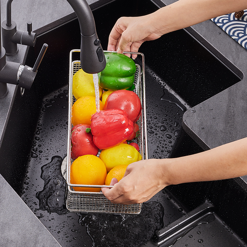 意狄讴304不锈钢水槽沥水架厨房家用可伸缩洗菜滤水篮洗碗架L69